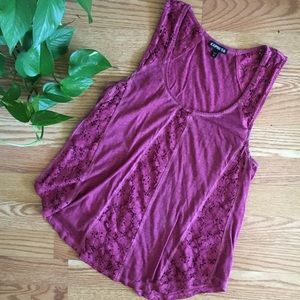 Express Berry Distressed Tank Top